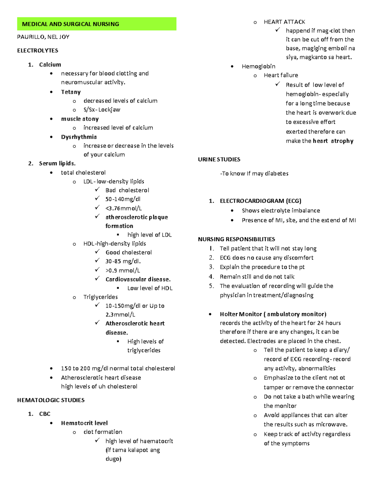 MS Midterms 1 - CARDIOVASCULAR DISEASES - PAURILLO, NEL JOY ...