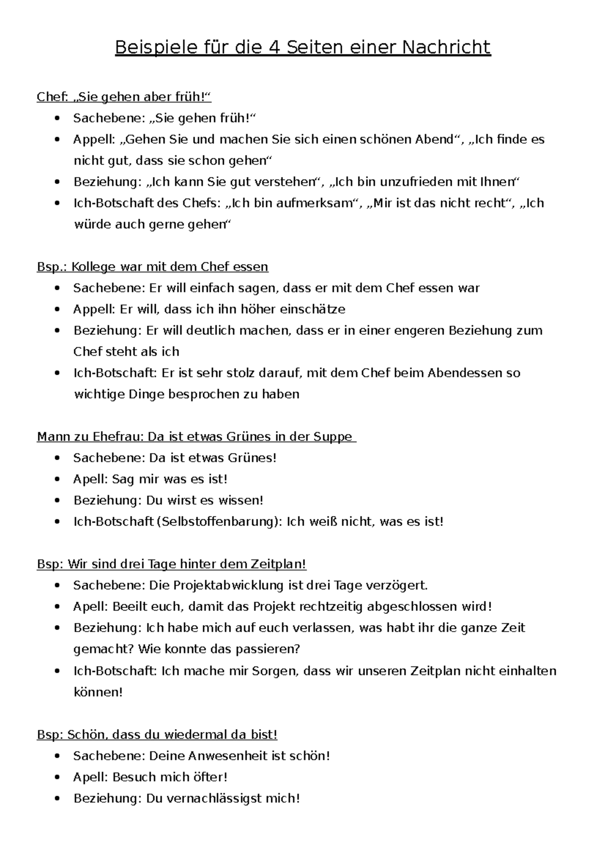4 Seiten Einer Nachricht Beispiele Mit Lösungen Die 4 Seiten einer Nachricht - : Kollege war mit dem Chef essen
