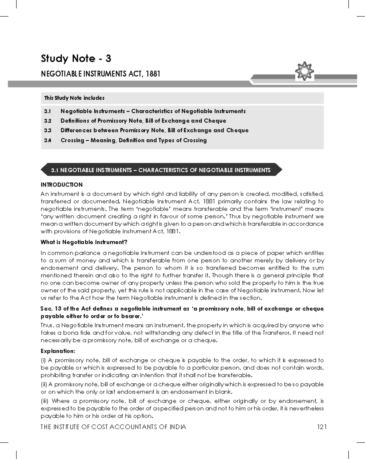 Negotiable instruments - Negotiable Instrument Act, 1881 primarily ...