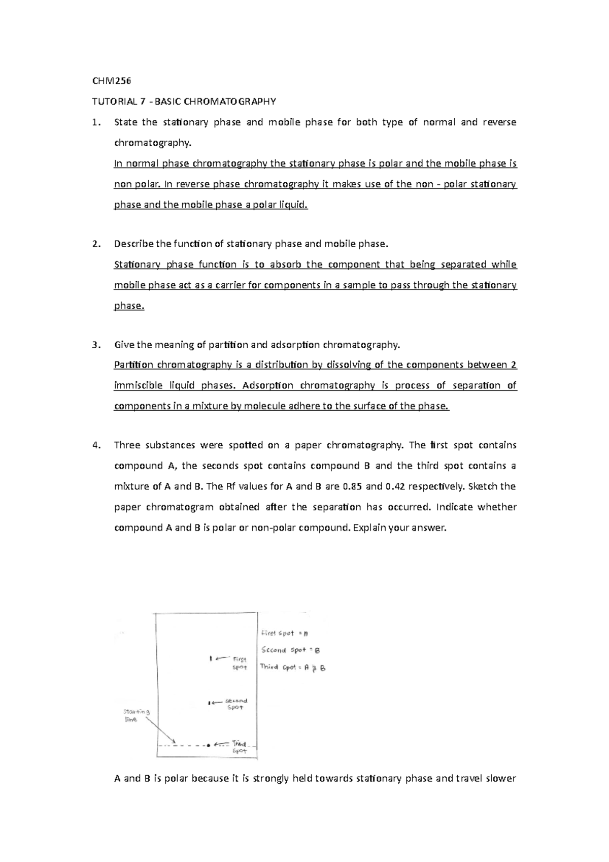 CHM256 TUTORIAL 7 BASIC CHROMATOGRAPHY SEMESTER 3 - CHM TUTORIAL 7 ...