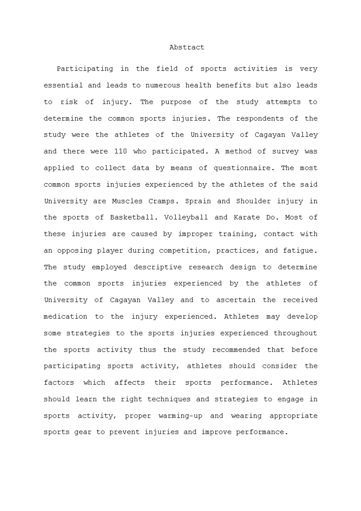 Abstract - Education - Abstract Participating in the field of sports ...