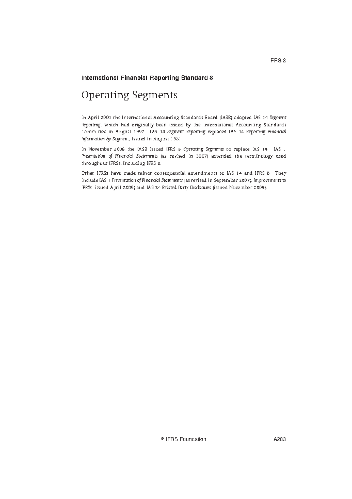Ifrs8 - Class notes - International Financial Reporting Standard 8 ...