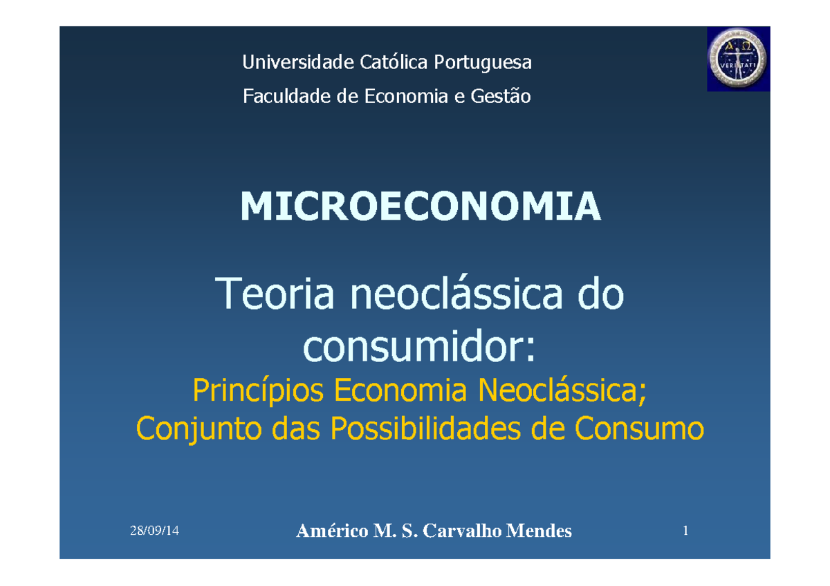 Aula B Prin Econ Neoclas Restri O Or Amental Microeconomia Teoria