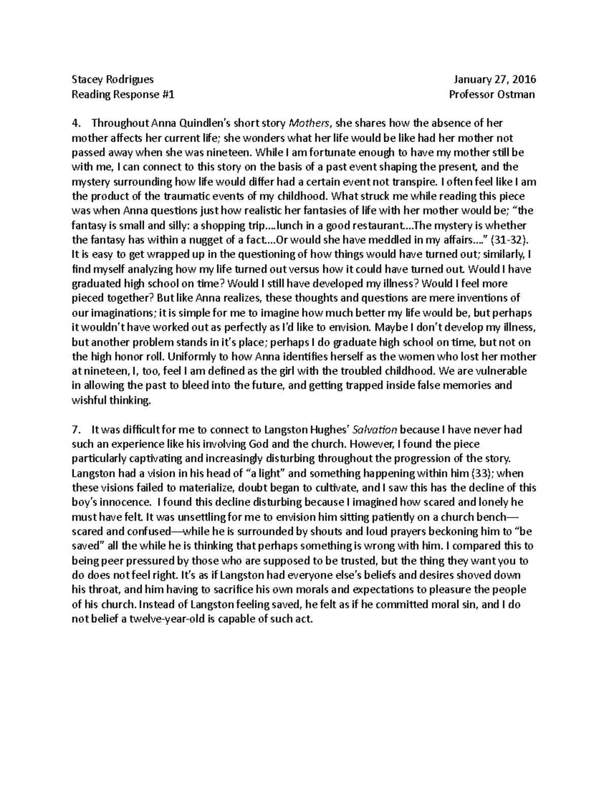 Reading Response #1 - Stacey Rodrigues Reading Response #1 January 27 ...