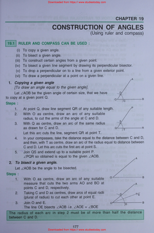 Construction of Angles Using Ruler and Compass