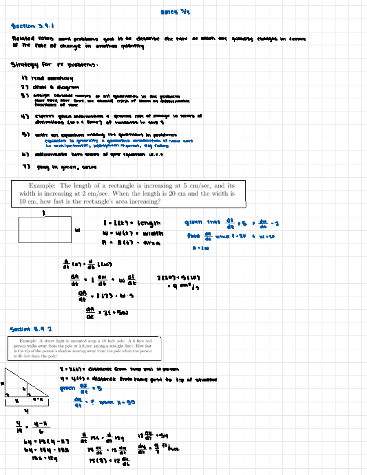 Notes 3:10 - NOTES 31g ####### section 3. Related rates word problems ...