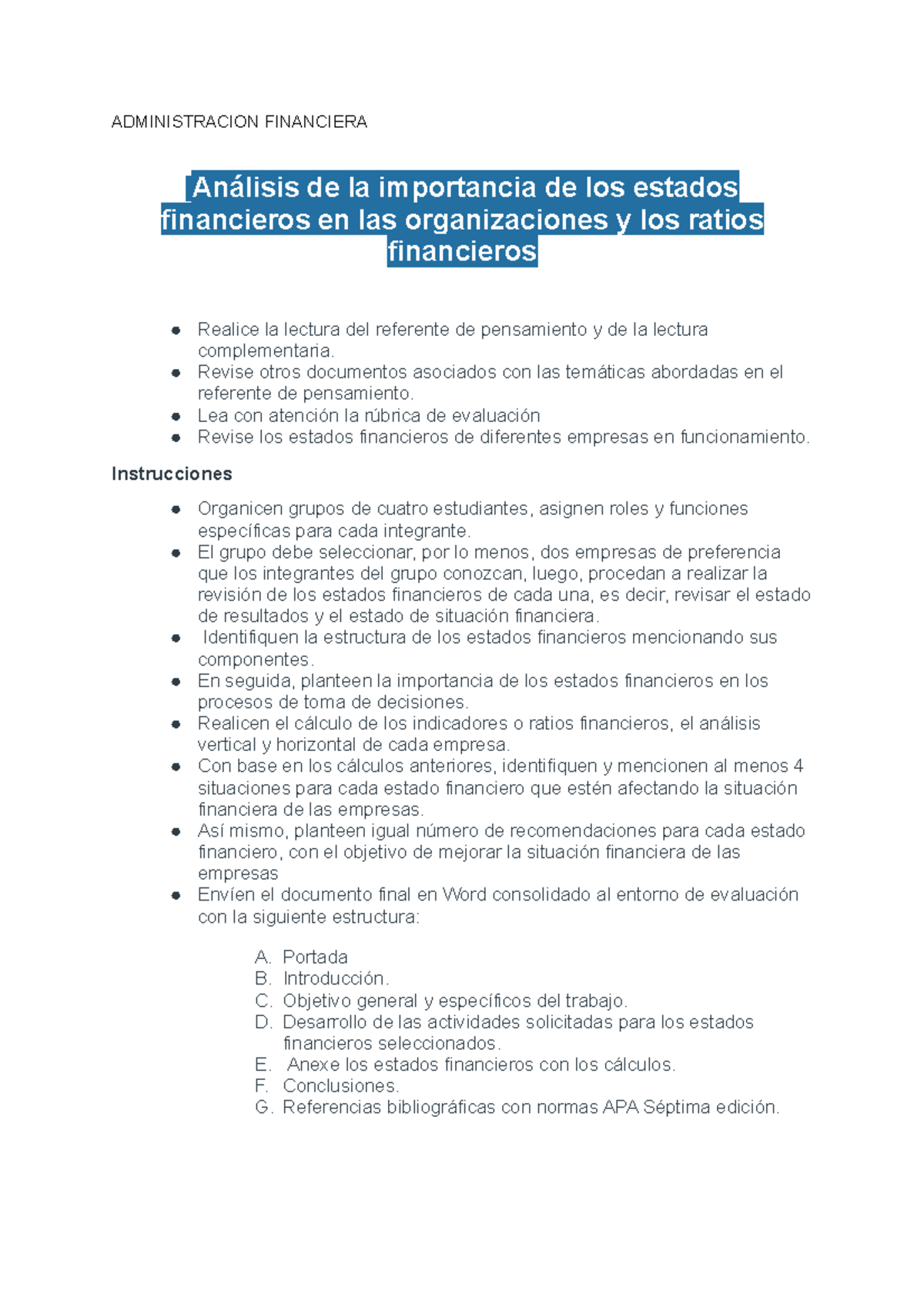 Administracion Financiera EJE 2 - ADMINISTRACION FINANCIERA Análisis de ...