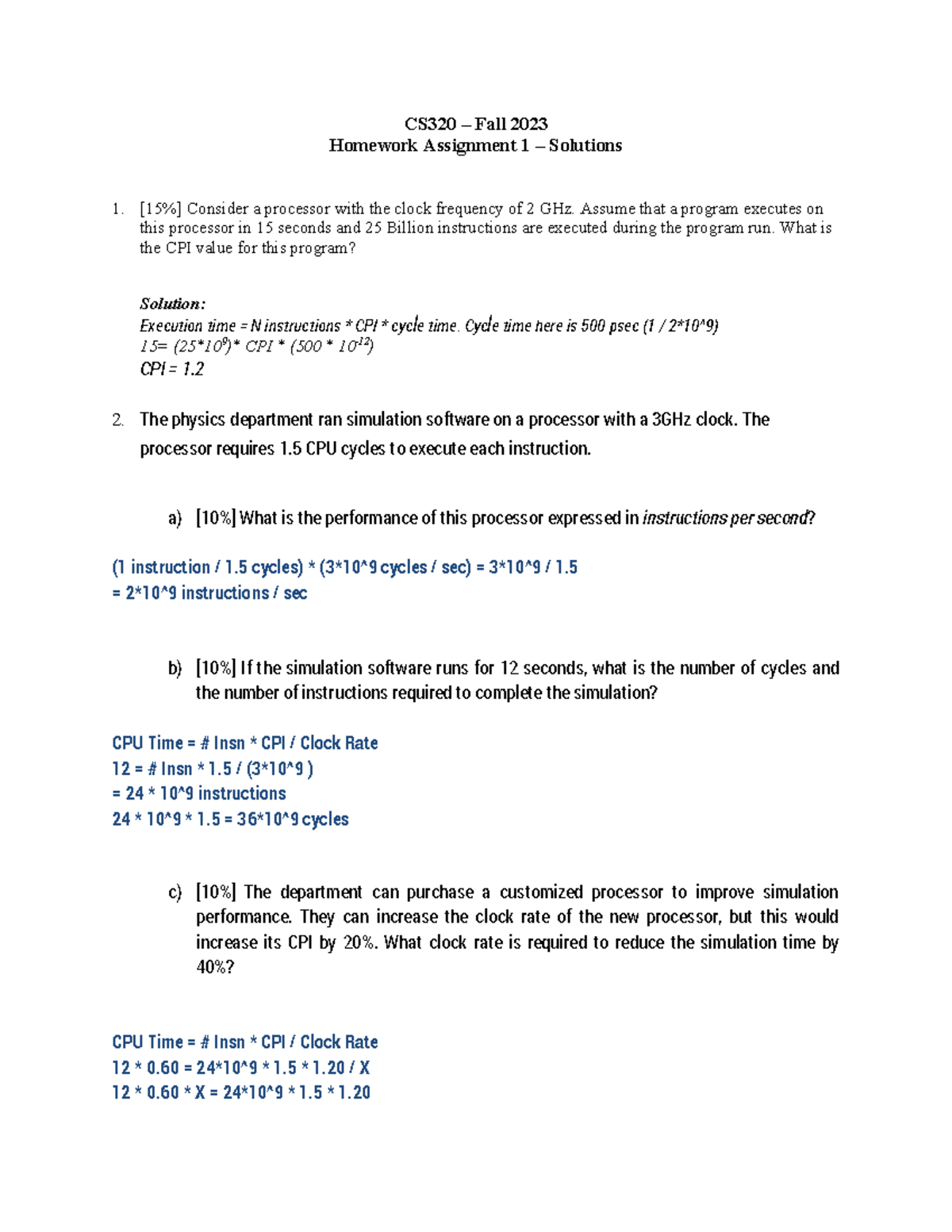 Hwk1 fall23 solutions - CS320 – Fall 2023 Homework Assignment 1 ...