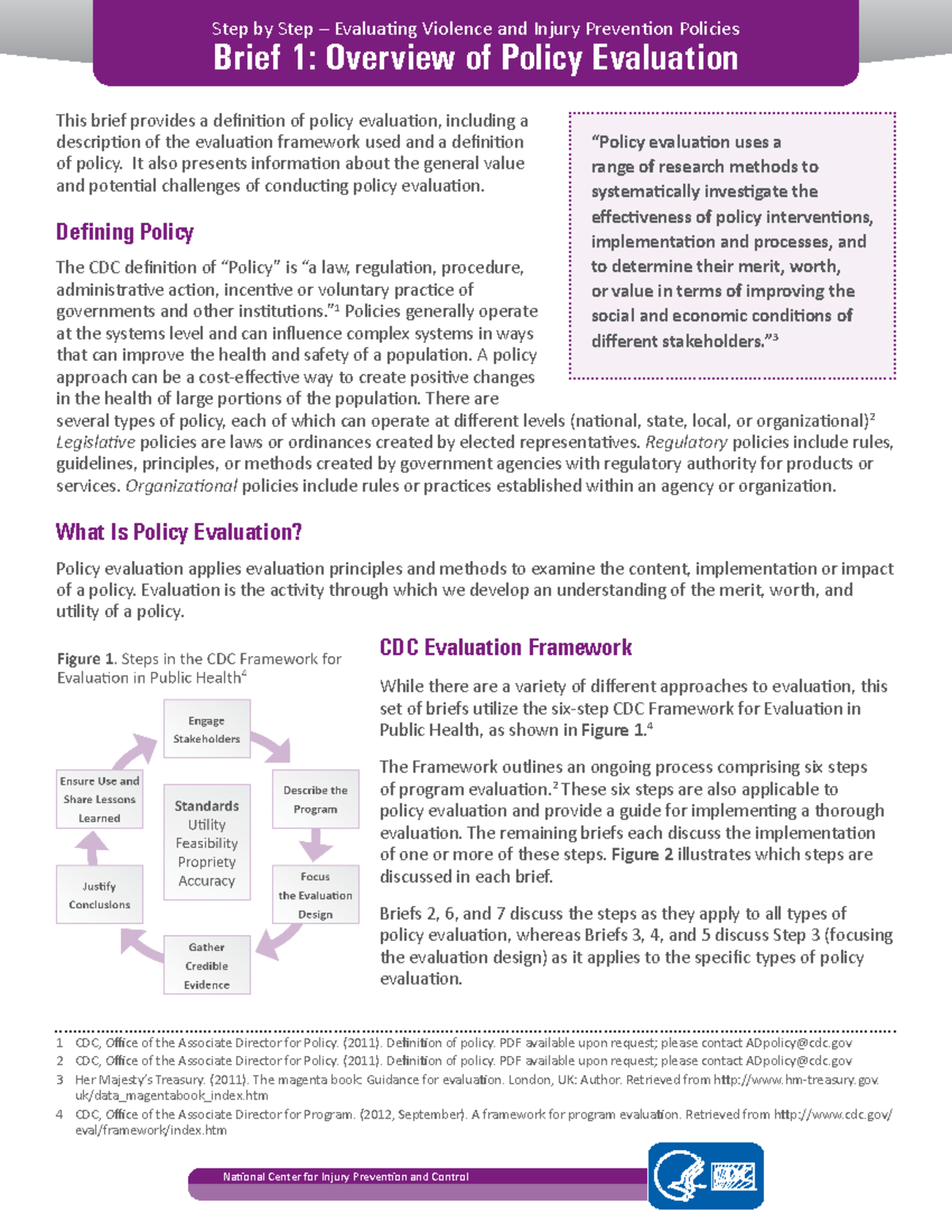 XX - brief 1-a evaluation - National Center for Injury Prevention and ...
