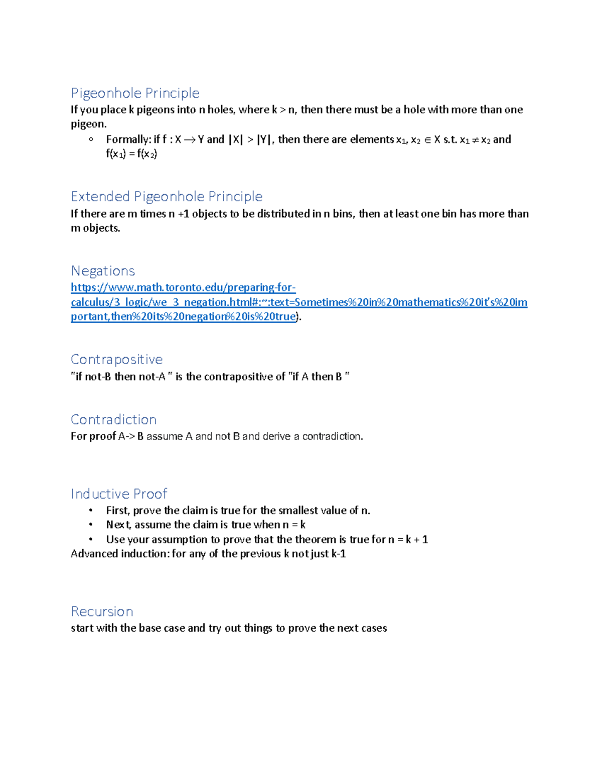 170study Guide Pigeonhole Principle If You Place K Pigeons Into N Holes Where K Gt N Then Studocu