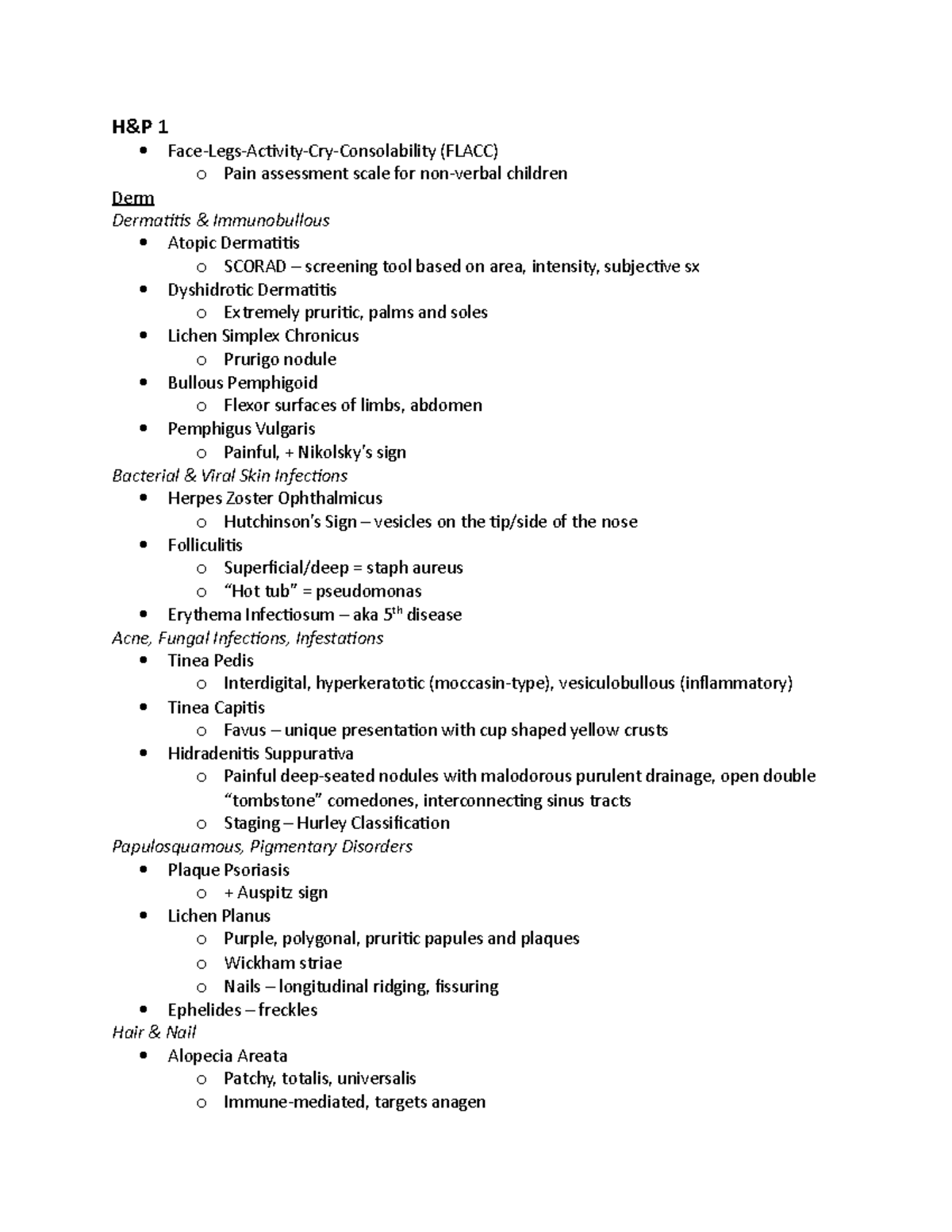 H P 1 2 - Summary - H&P 1 Face-Legs-Activity-Cry-Consolability (FLACC ...