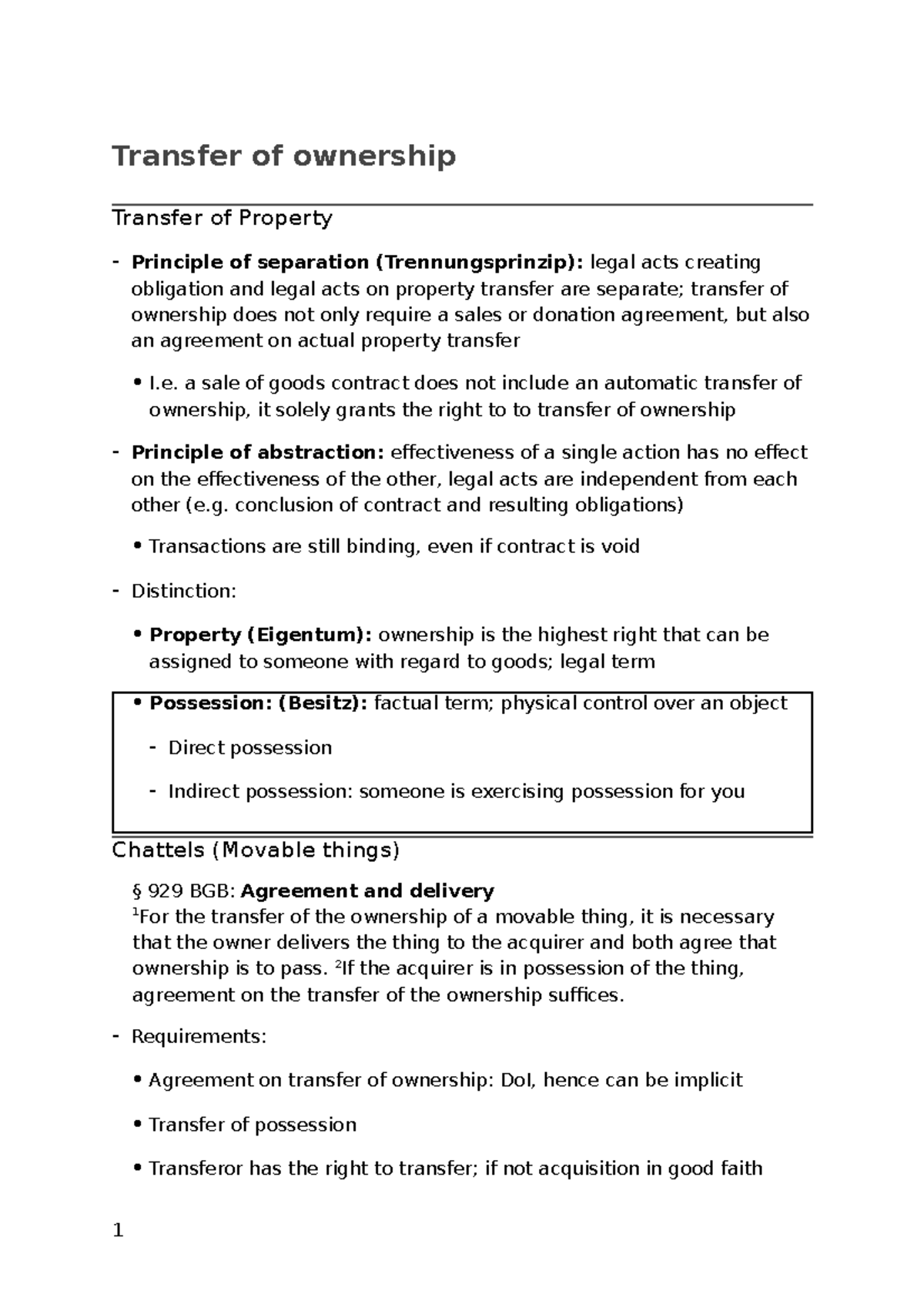 5. Transfer of Ownership Transfer of ownership Transfer of Property