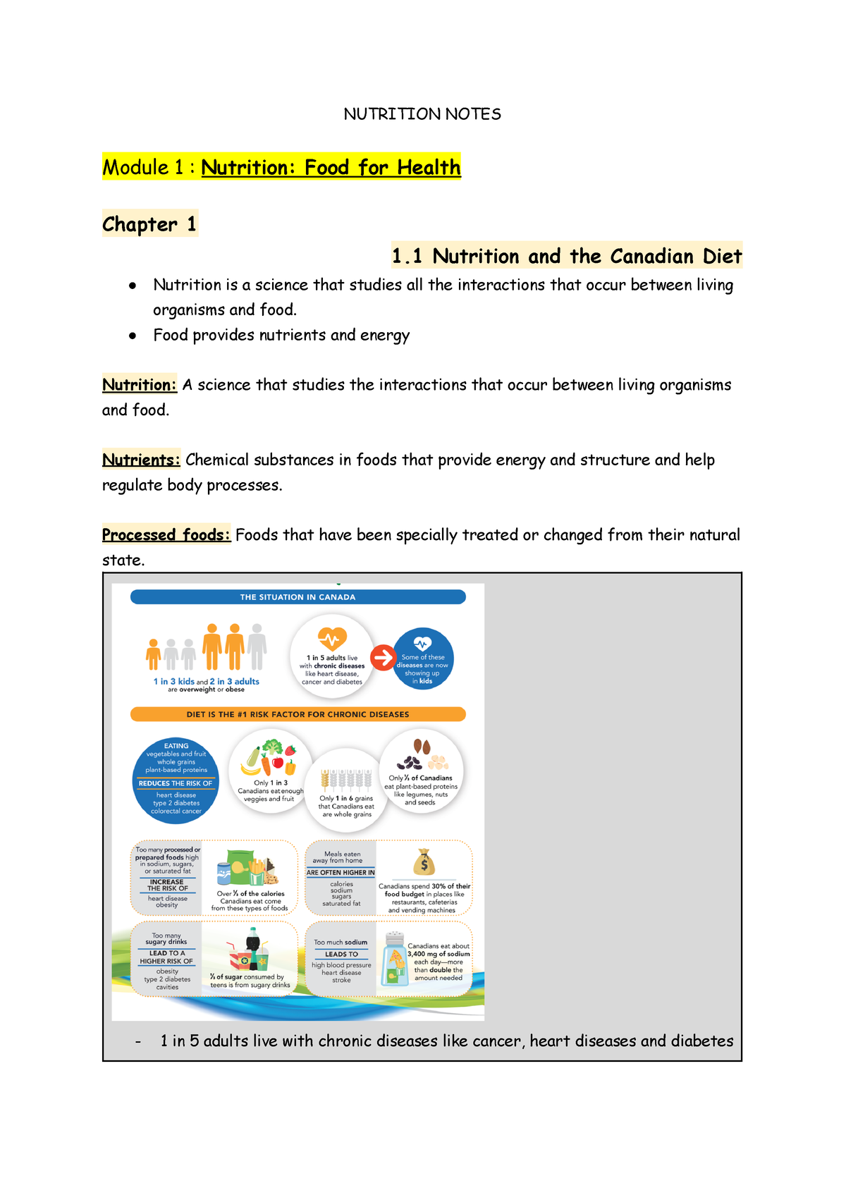 Nutrition Notes - ... - NUTRITION NOTES Module 1 : Nutrition: Food For ...