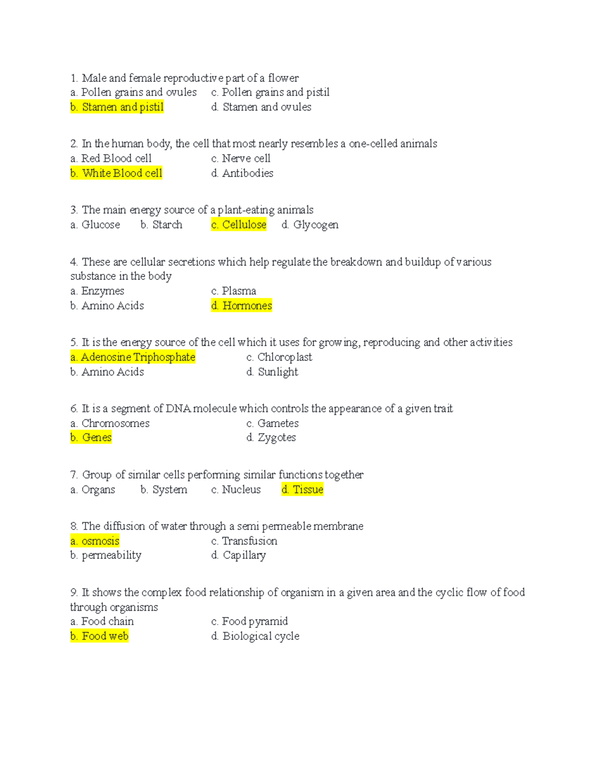 CHEM- Notes 8 - Male and female reproductive part of a flower a. Pollen ...