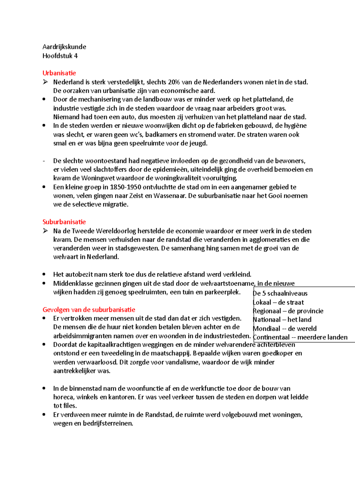 Aardrijkskunde H Samenvatting Aardrijkskunde Hoofdstuk Urbanisatie Nederland Is Sterk