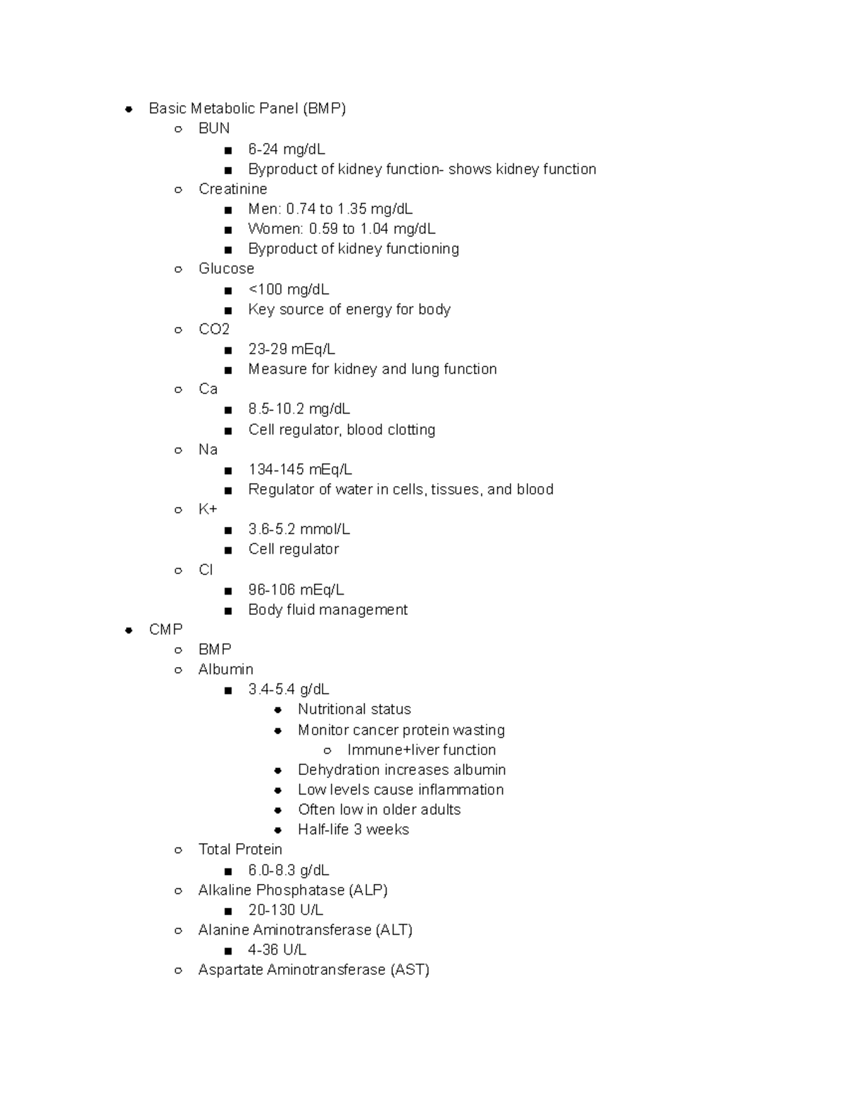 Older Adult Lab Sheet - Basic Metabolic Panel (BMP) BUN 6-24 mg/dL ...
