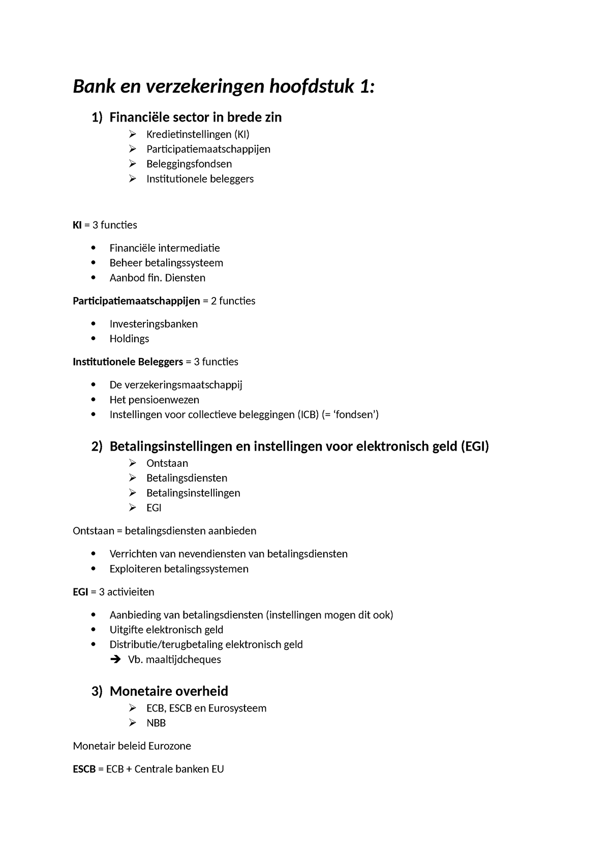 Bank En Verzekeringen Samenvatting H 1-3 - Bank En Verzekeringen ...