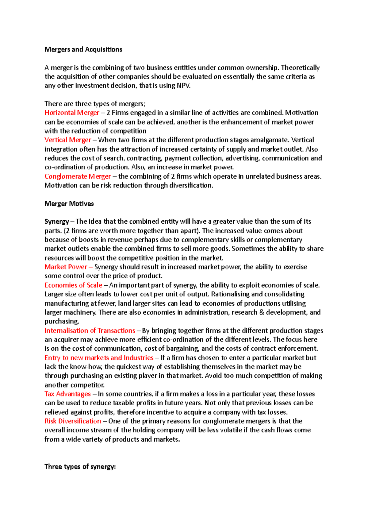 short case study on mergers and acquisitions