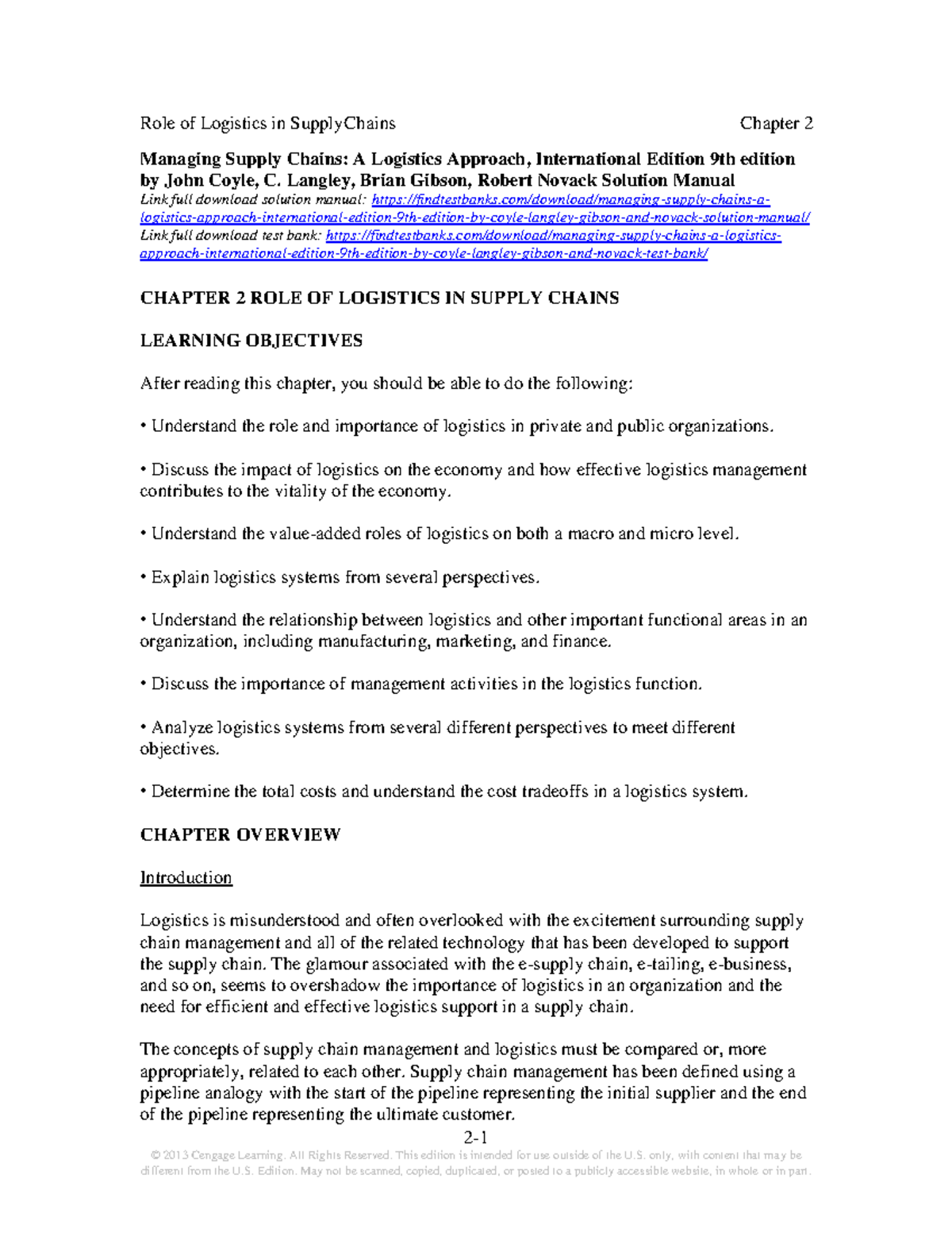 Managing Supply Chains A Logistics Approach International Edition 9th