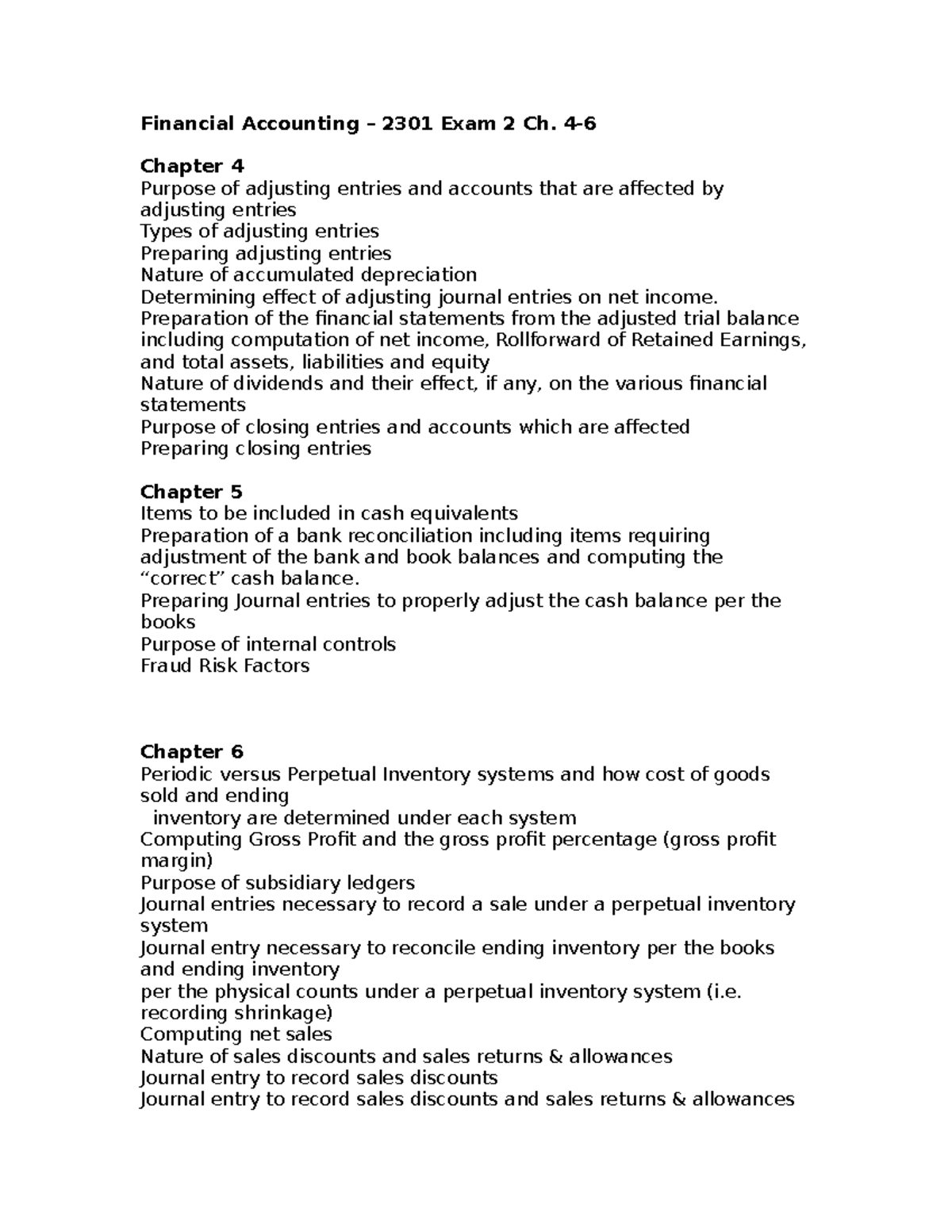 ACCT 2301 Study Guide Exam 2 Sp22 - Financial Accounting – 2301 Exam 2 ...