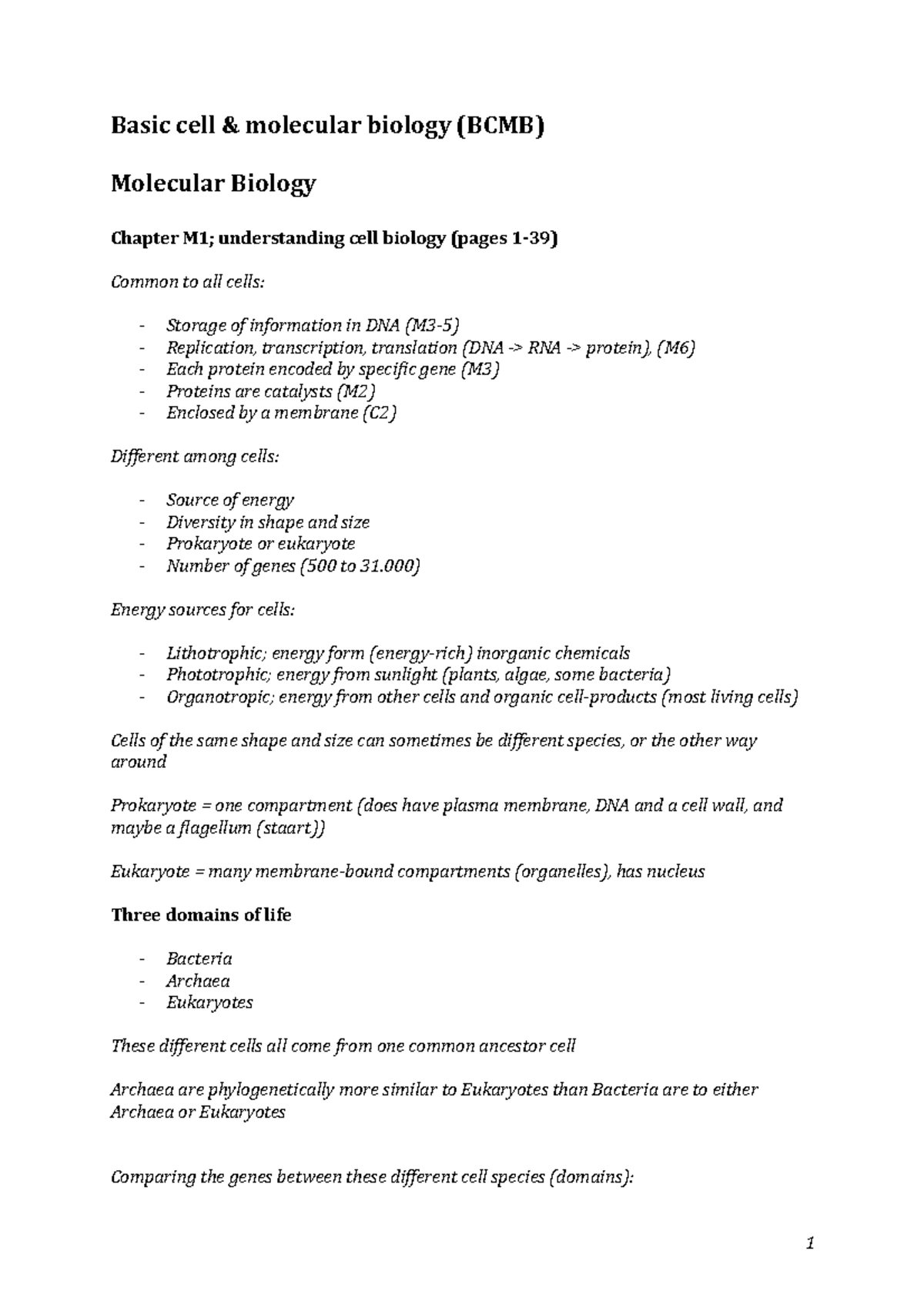 BCMB Collegeaantekeningen 112 Basic cell & molecular biology