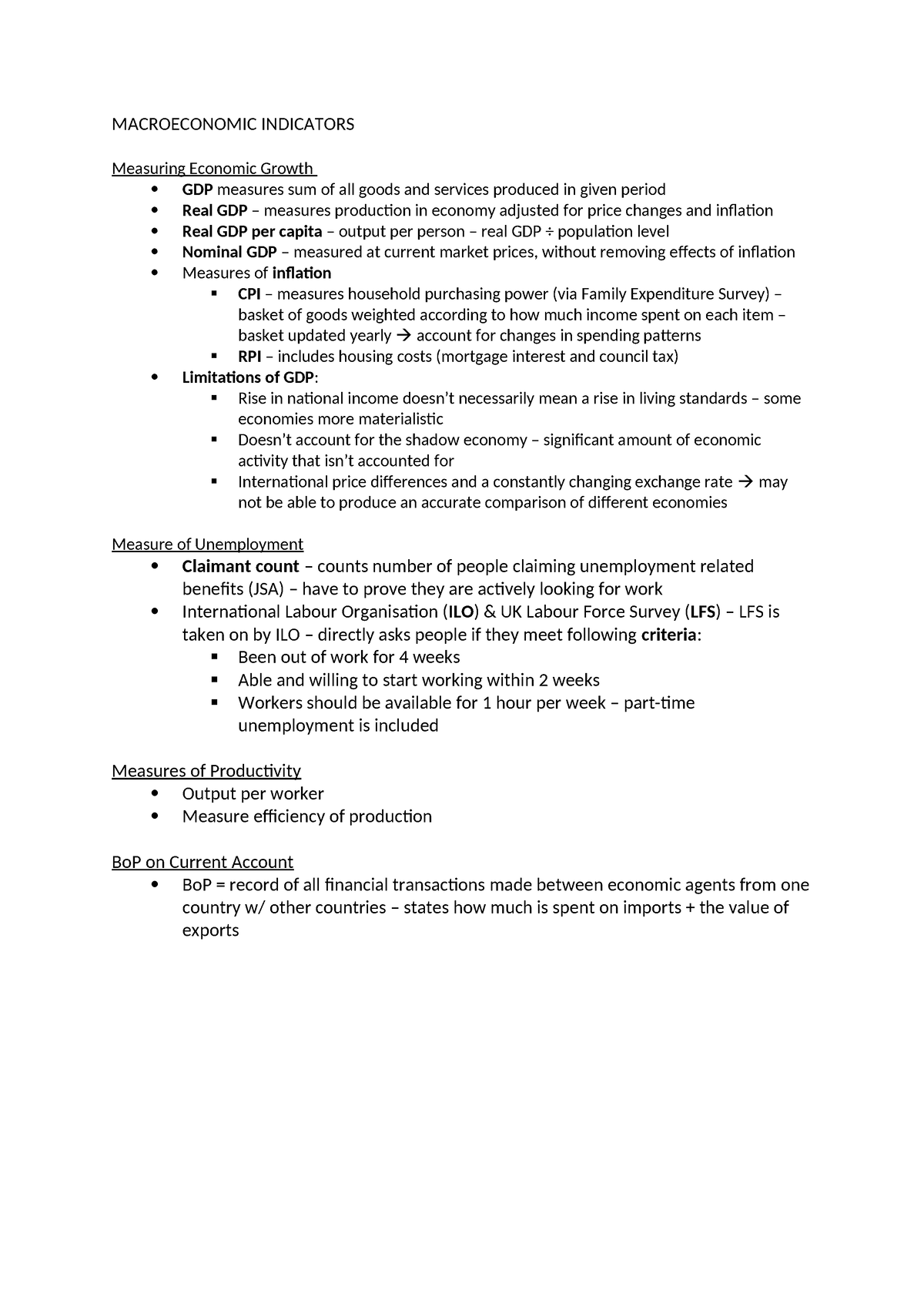 Macroeconomic Indicators - MACROECONOMIC INDICATORS Measuring Economic ...