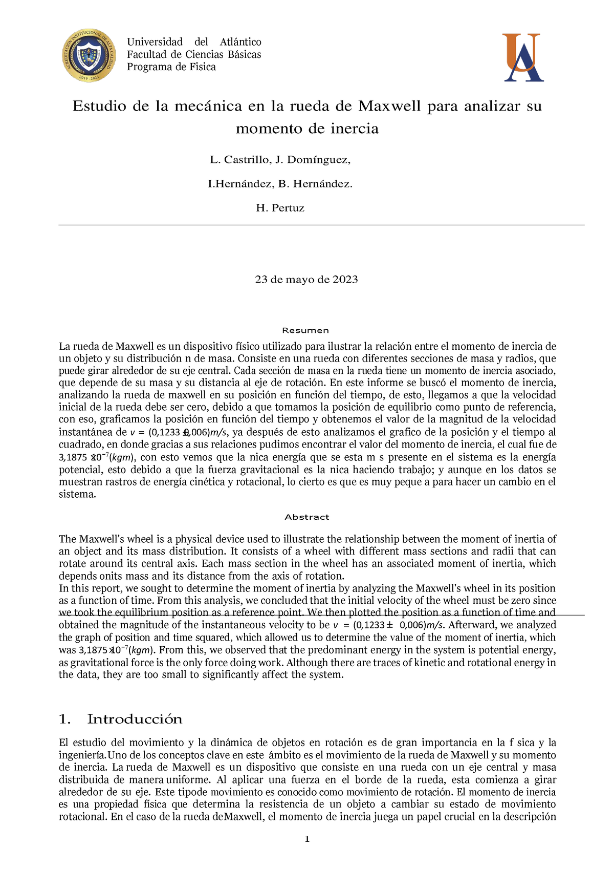 Rueda De Maxwell Universidad Del Atlntico Facultad De Ciencias Bsicas Programa