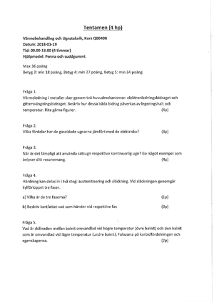 Q0040B - Tentamen - Omtentamen (4 Hp) Värmebehandling Och Ugnsteknik ...