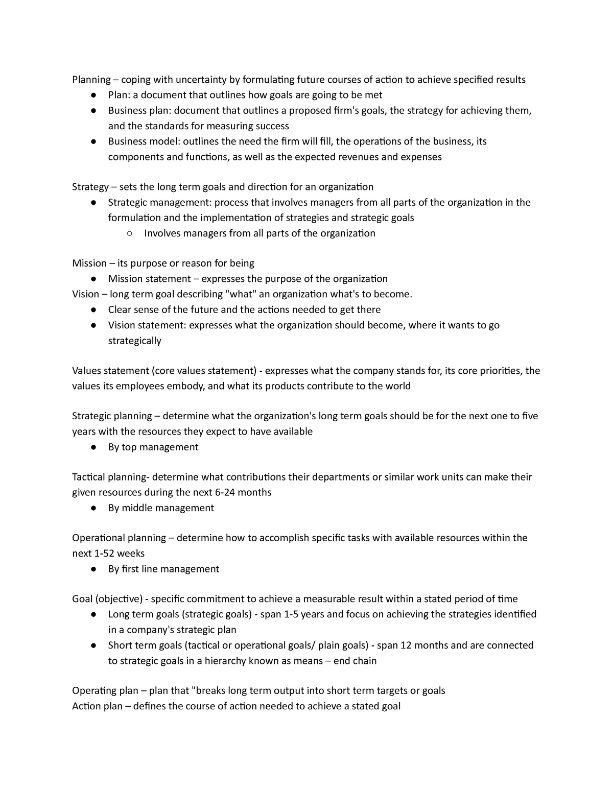 Chap 5 - MGT 3121 - Planning – Coping With Uncertainty By Formulating ...