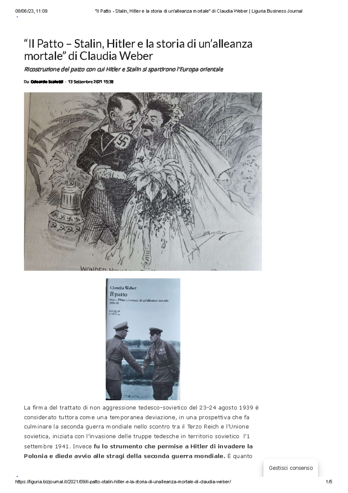 Il Patto Stalin, Hitler e la storia di un'alleanza mortale di Claudia