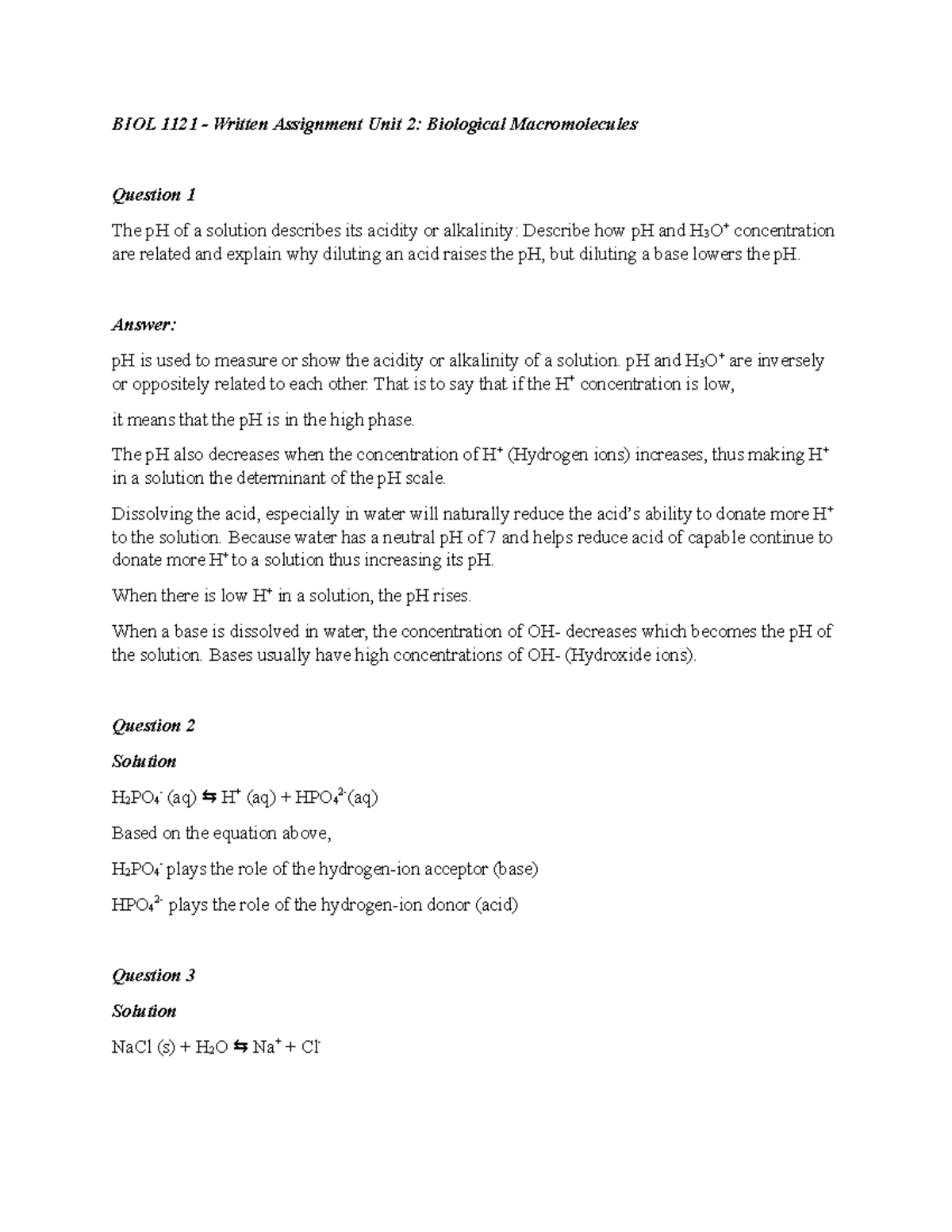 biol 1121 written assignment unit 2