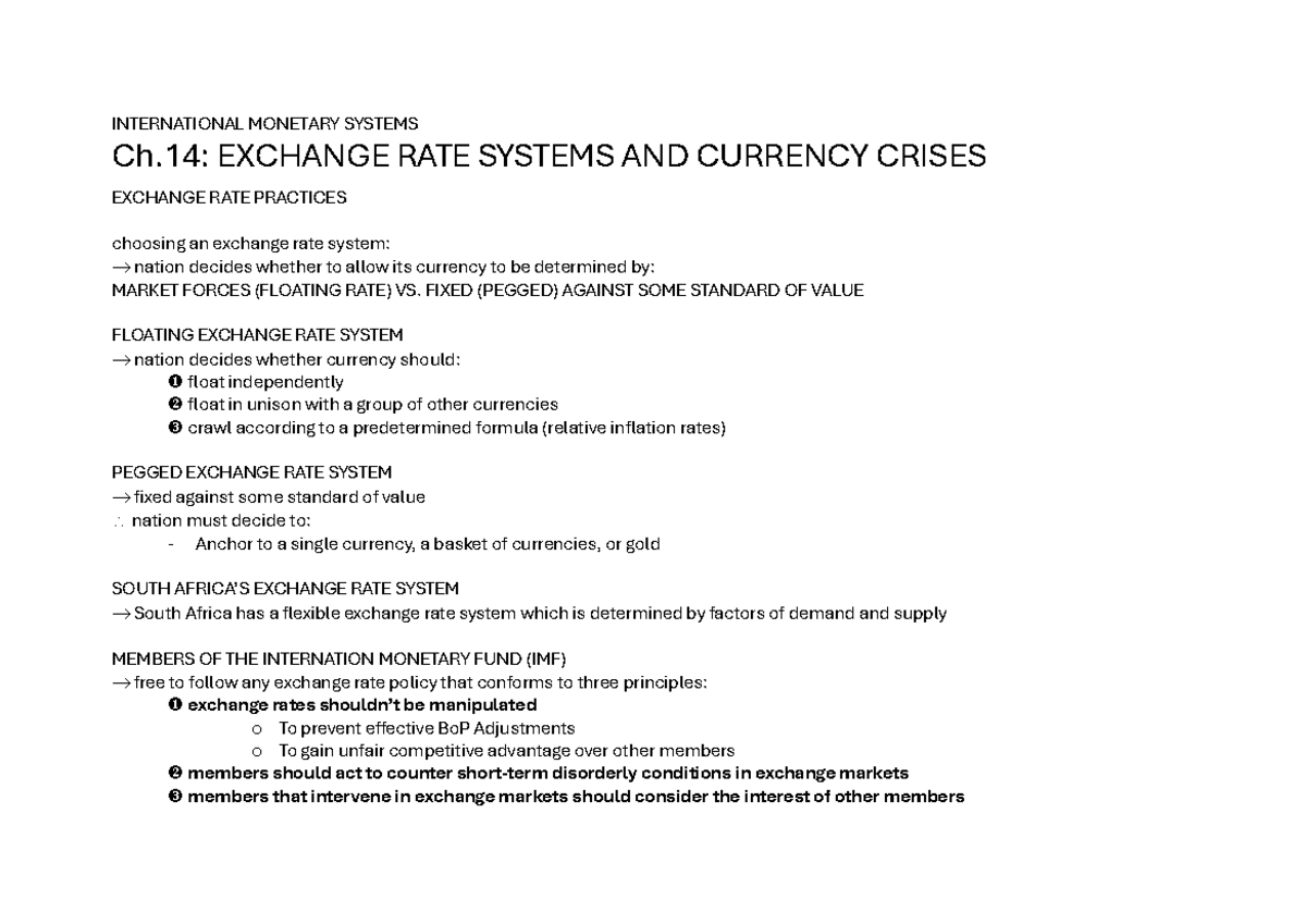 exchange rate systems and currency crisis - INTERNATIONAL MONETARY ...