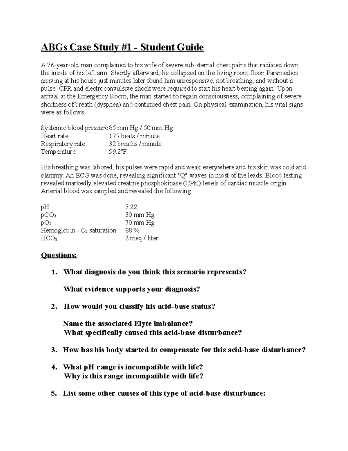 blood gas analysis case study