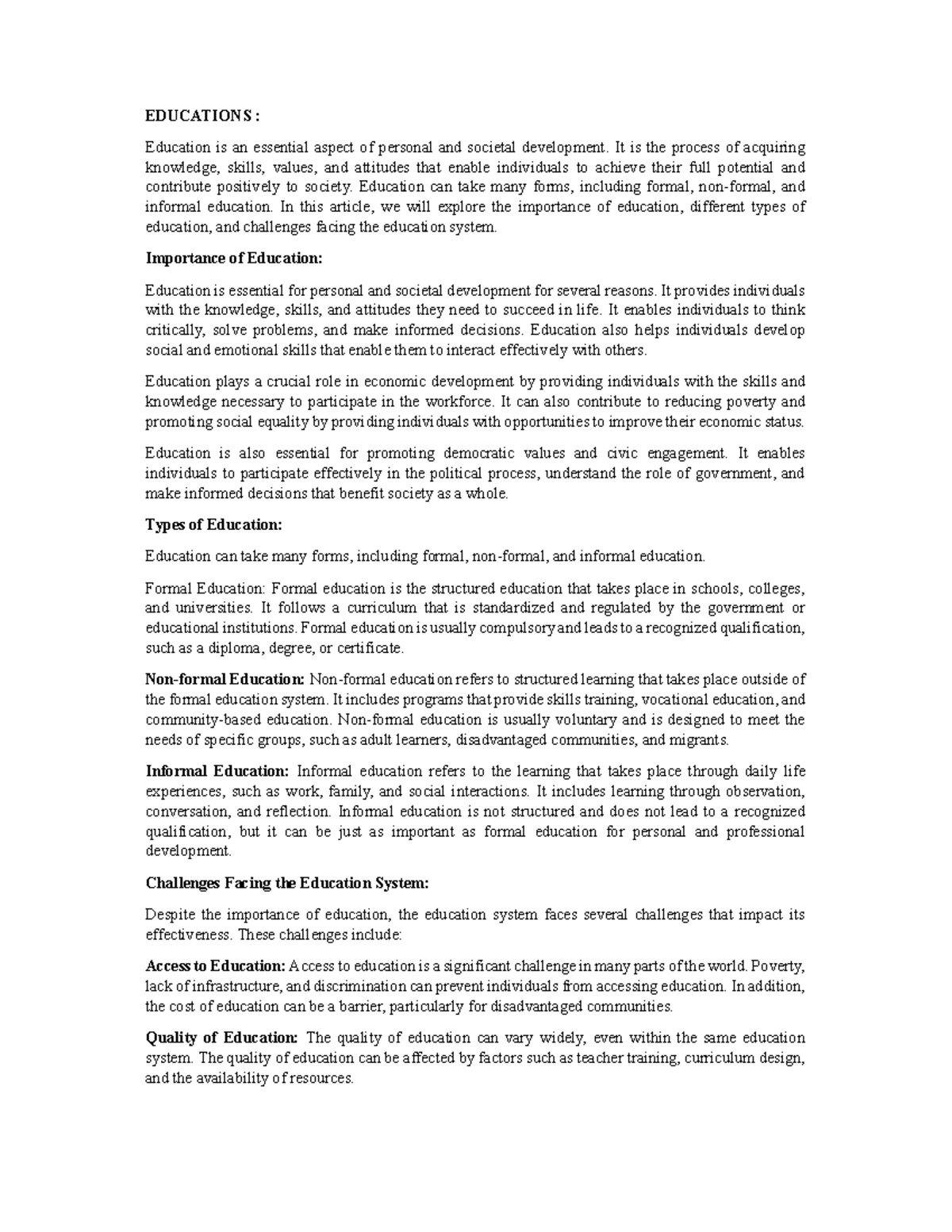 Educations - EDUCATIONS : Education is an essential aspect of personal ...