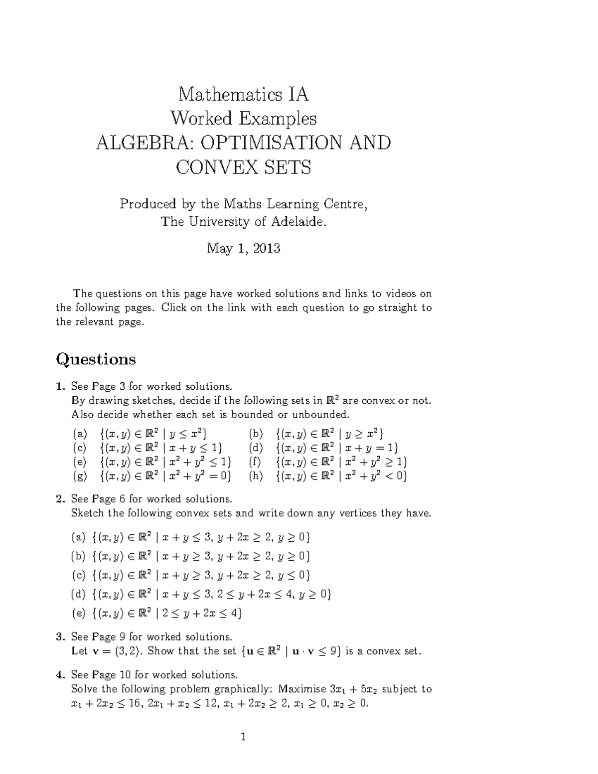 Lecture Notes Lecture Examples Alg Optim Maths 1011 Studocu