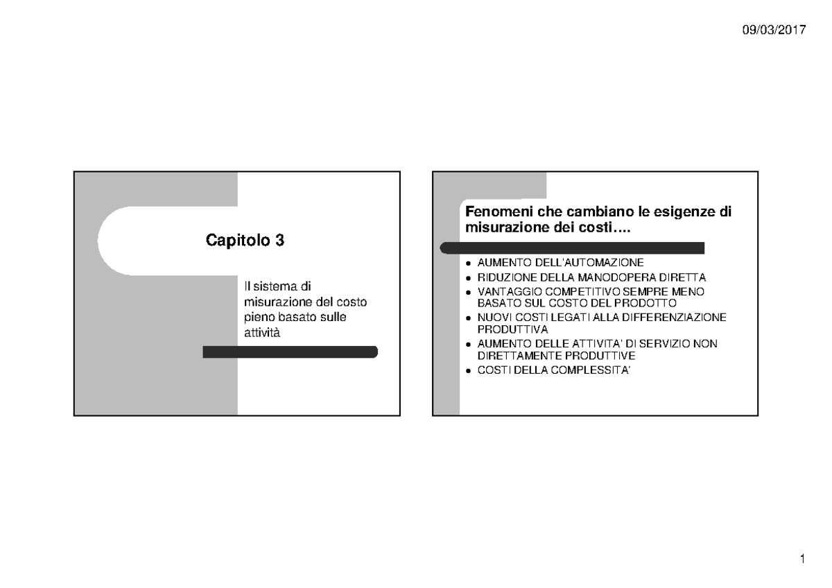 Capitolo 3 Programmazione e controllo Capitolo 3 Il sistema di misurazione del costo pieno