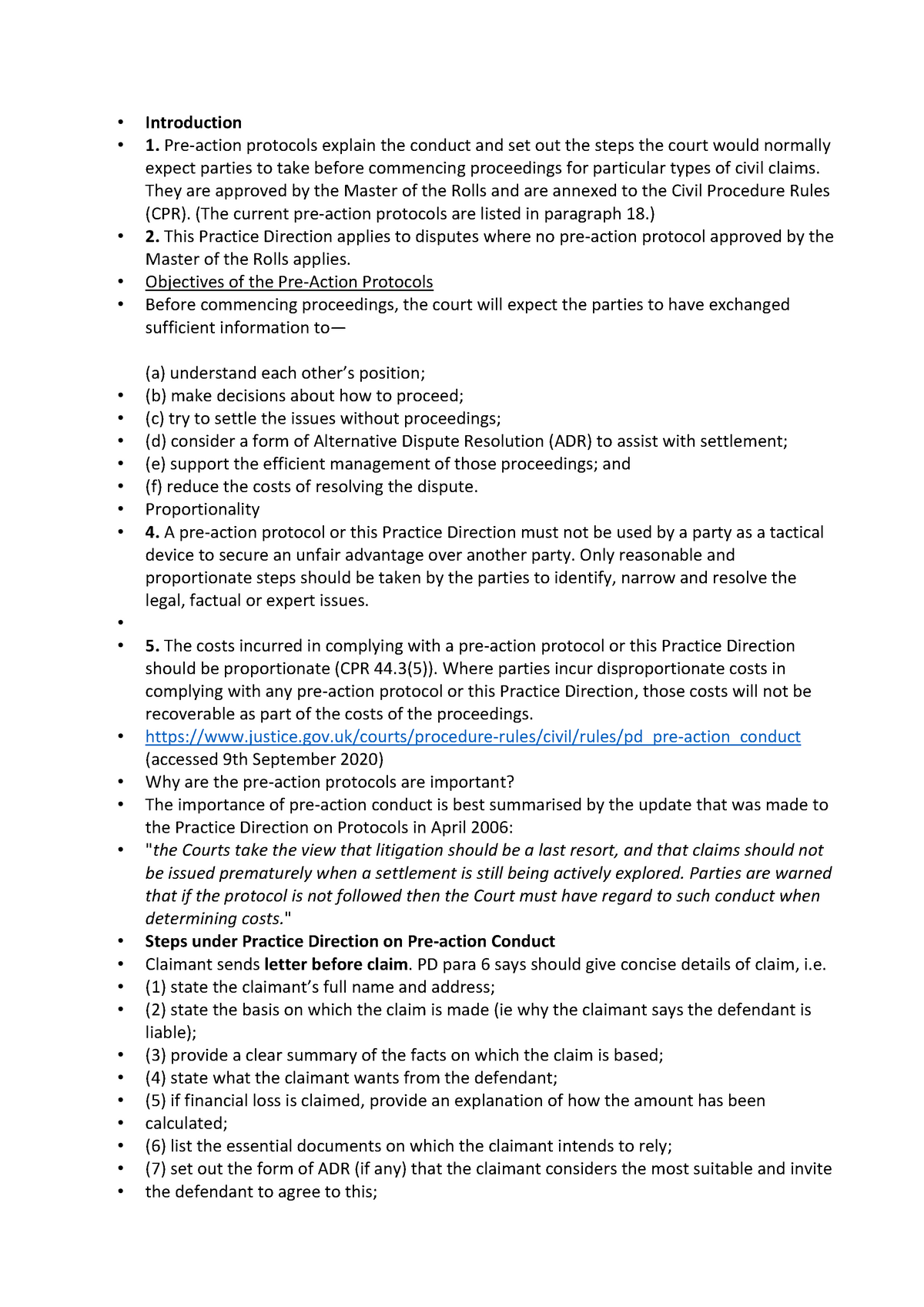 Pre-action protocols - Introduction 1. Pre-action protocols explain the ...