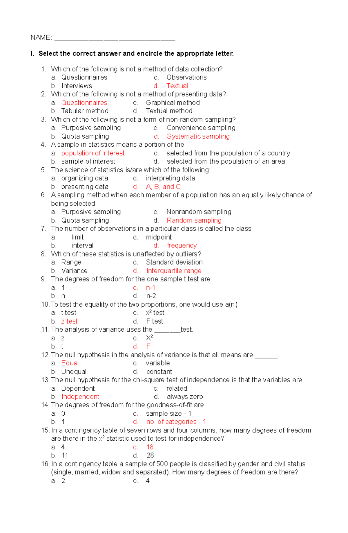 STAT-Sir-Roldan - Statistics examination - NAME ...