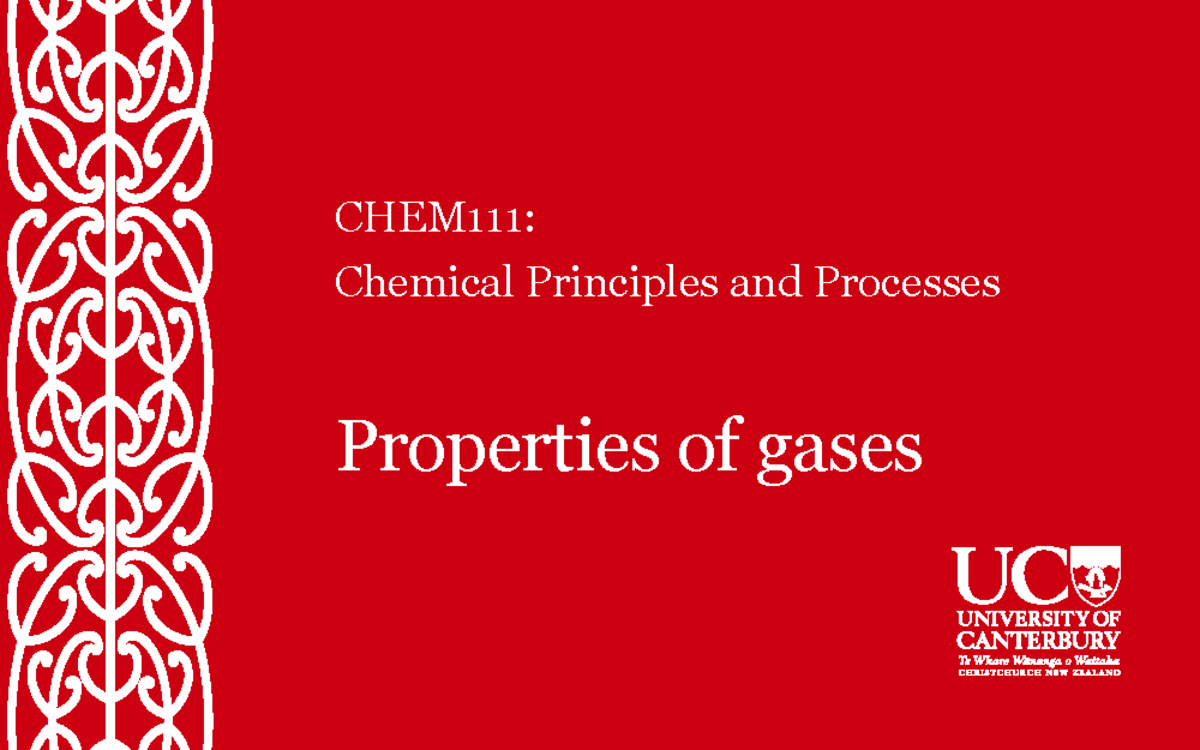 CHEM111 Gases Notes 5 - CHEM111: Chemical Principles And Processes ...