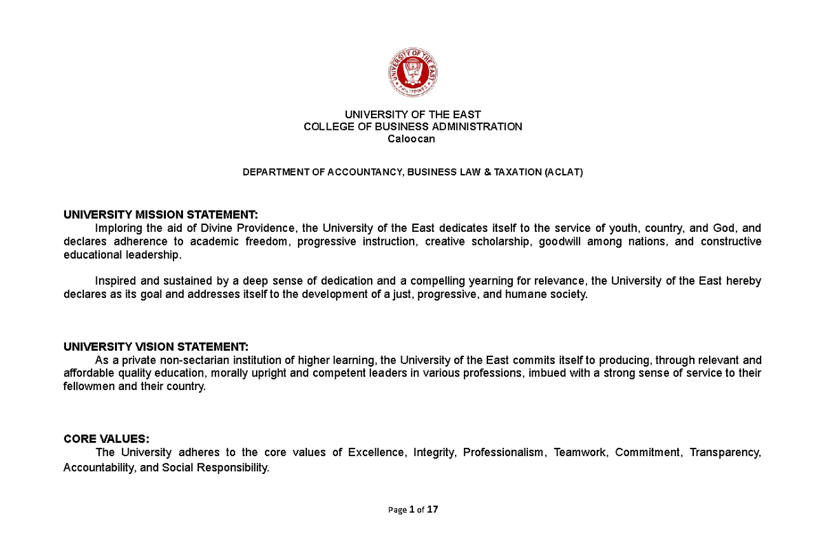 BSA 1201 Financial Accounting and Reporting UNIVERSITY OF THE EAST