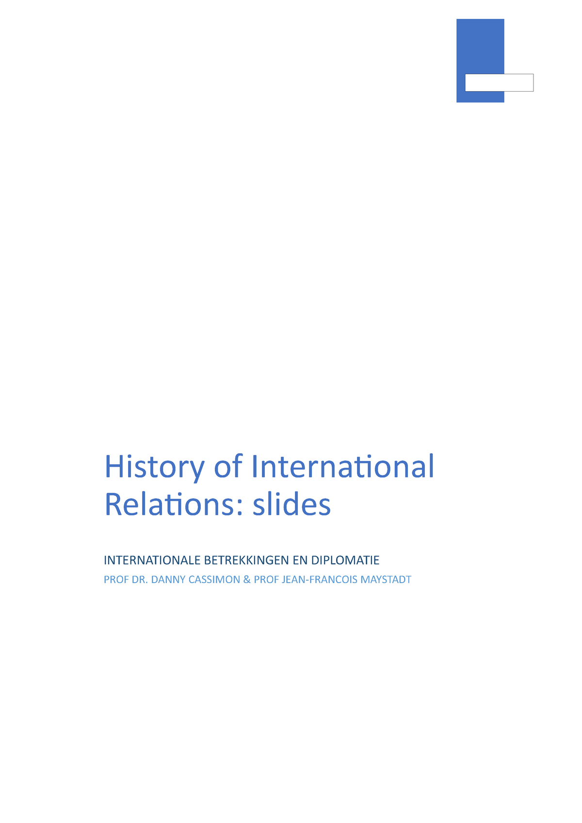 History Of International Relations: Summary - History Of International ...