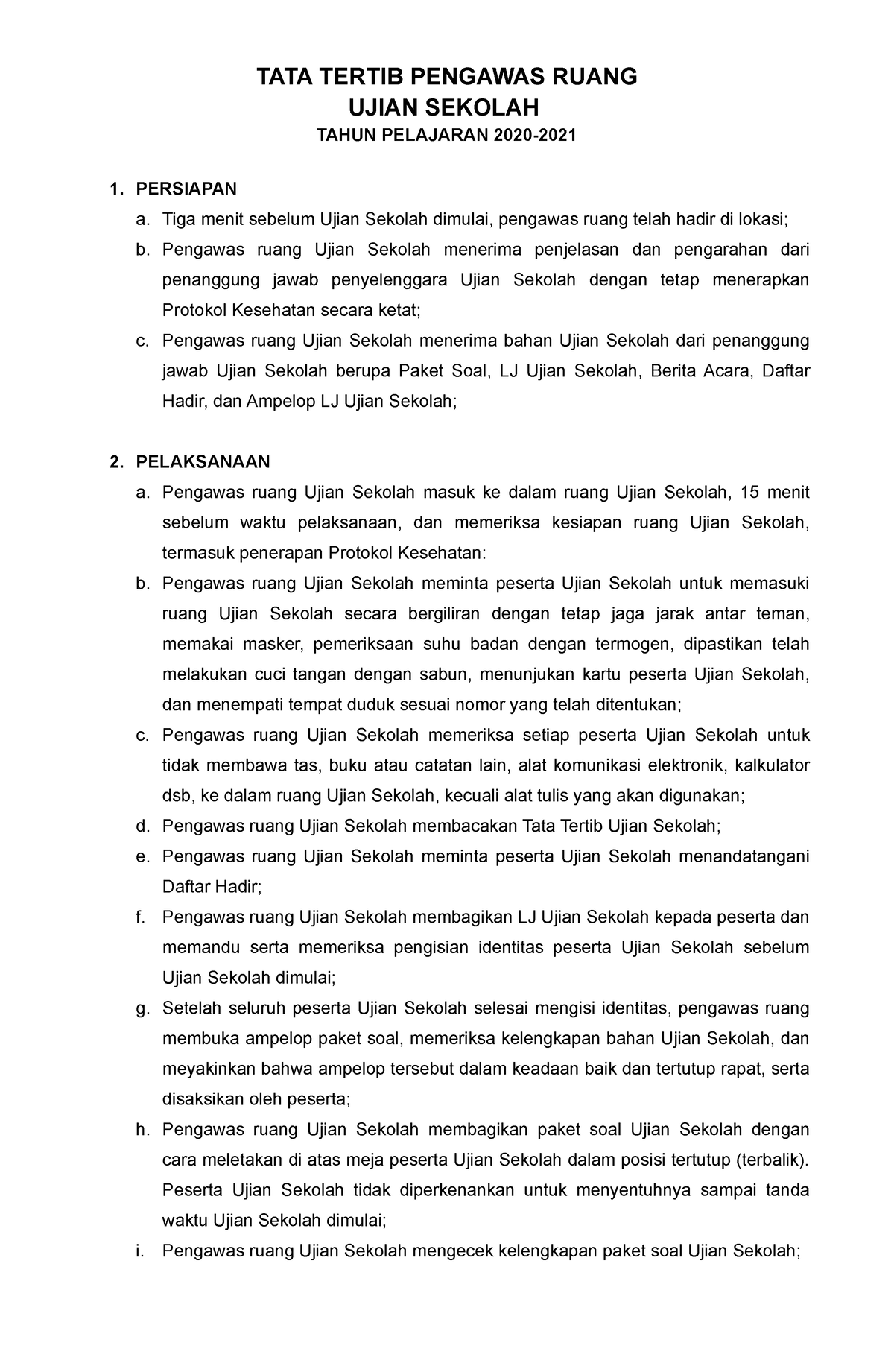 TATA Tertib Pengawas Ruang Ujian - TATA TERTIB PENGAWAS RUANG UJIAN ...