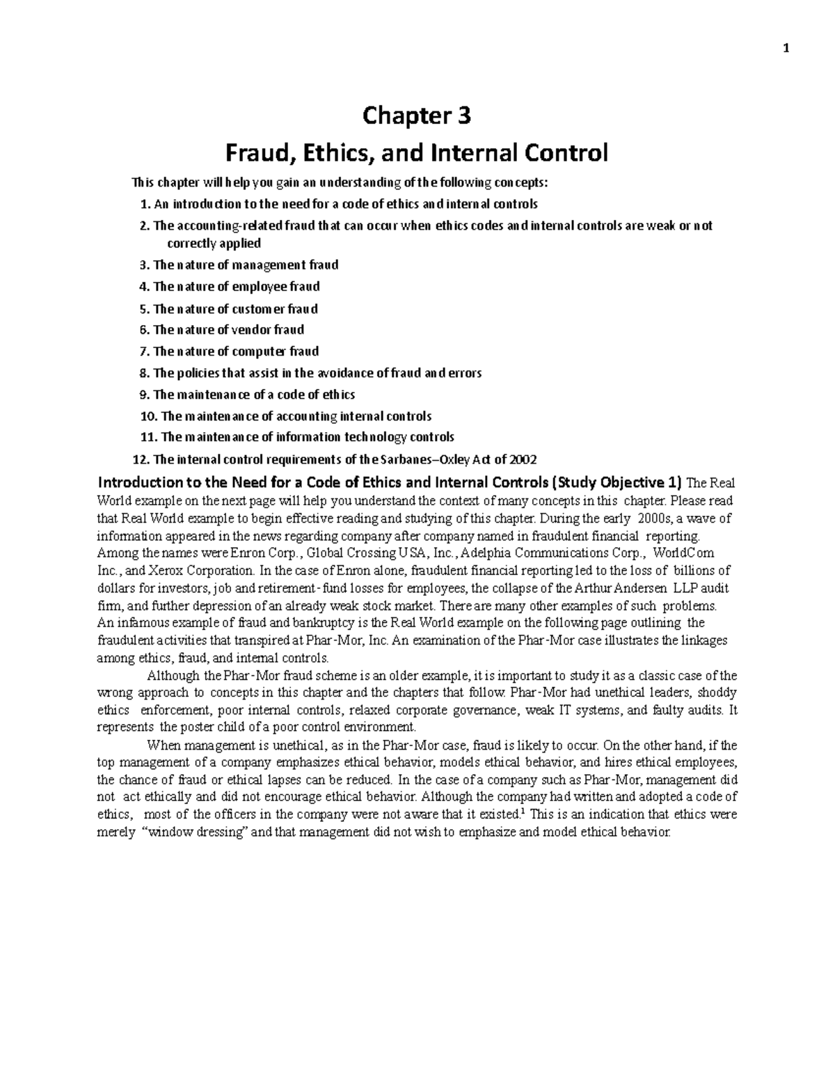 Chapter 3 Fraud, Ethics And Internal Controls - An Introduction To The ...