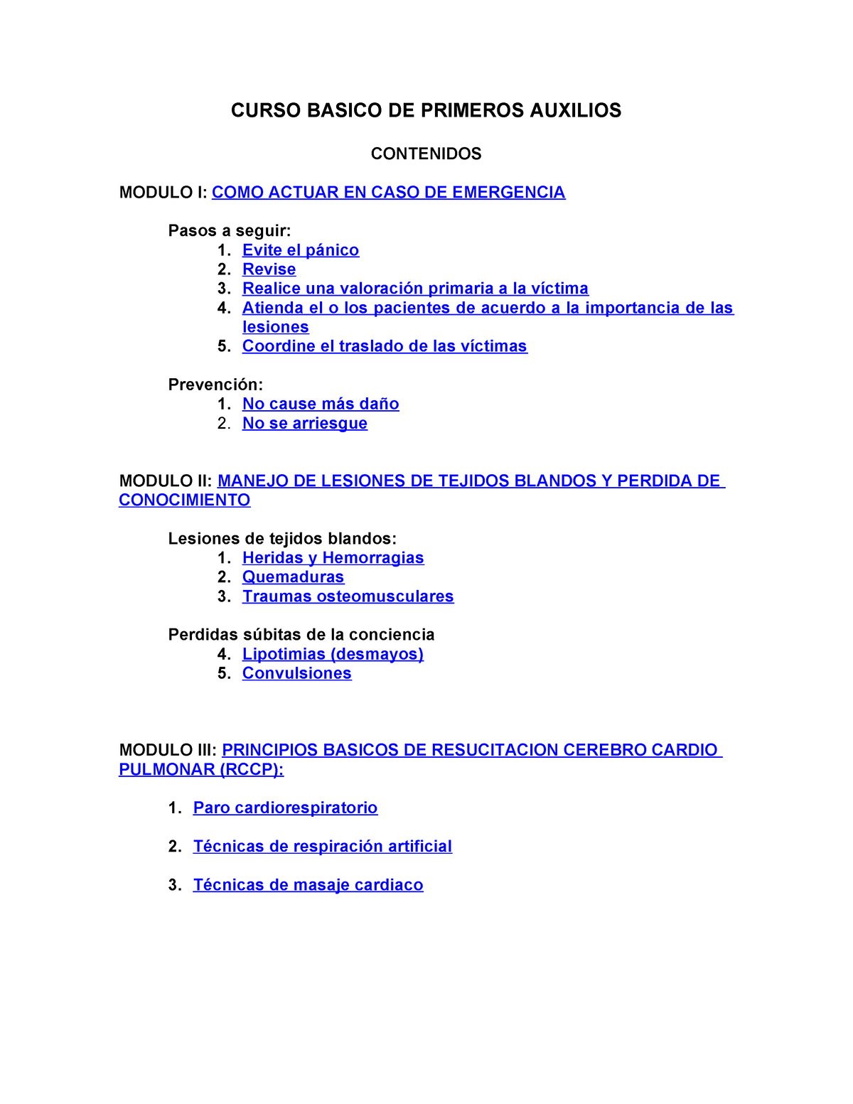 Curso Basico DE Primeros Auxilios - CURSO BASICO DE PRIMEROS AUXILIOS ...