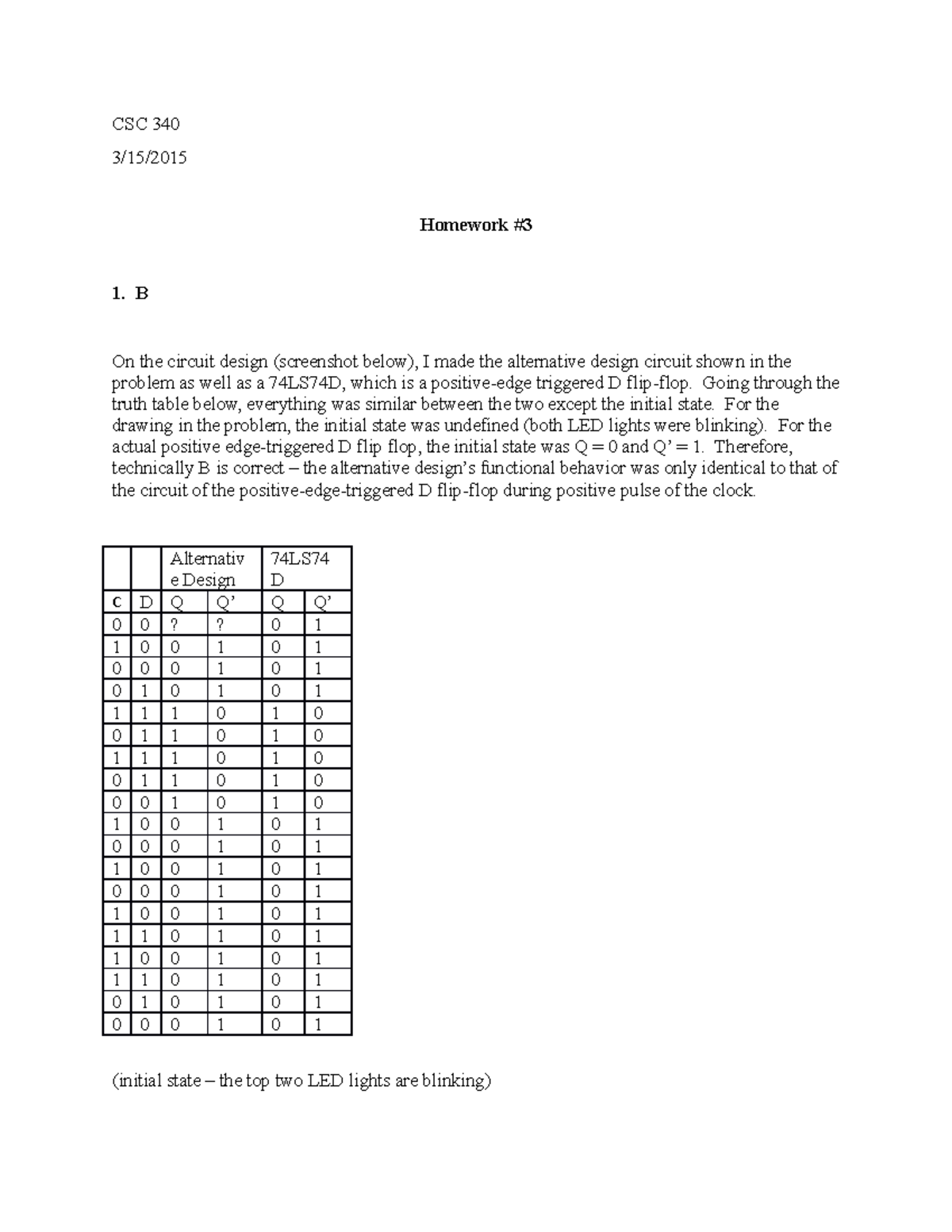 Homework 3 - Thorough and complete, with pictures - CSC 340 Homework 1 ...
