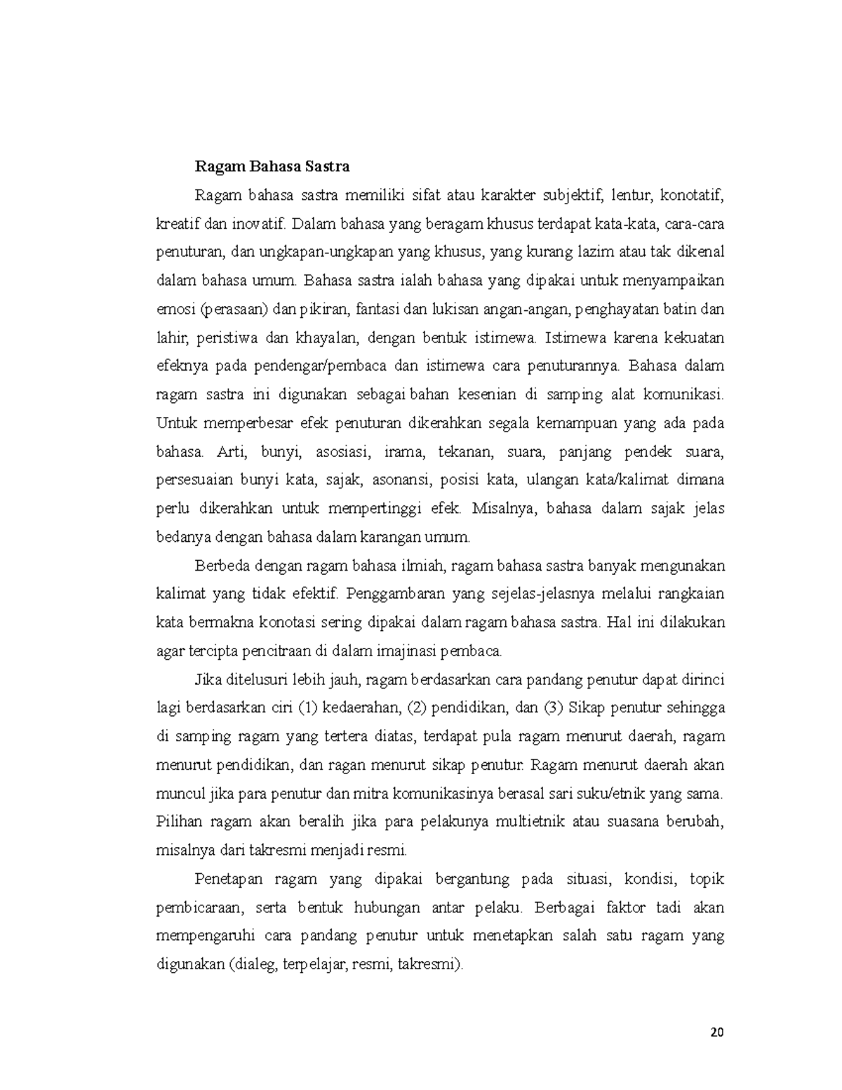 Ragam Bahasa Sastra - Ragam Bahasa Sastra Ragam Bahasa Sastra Memiliki ...