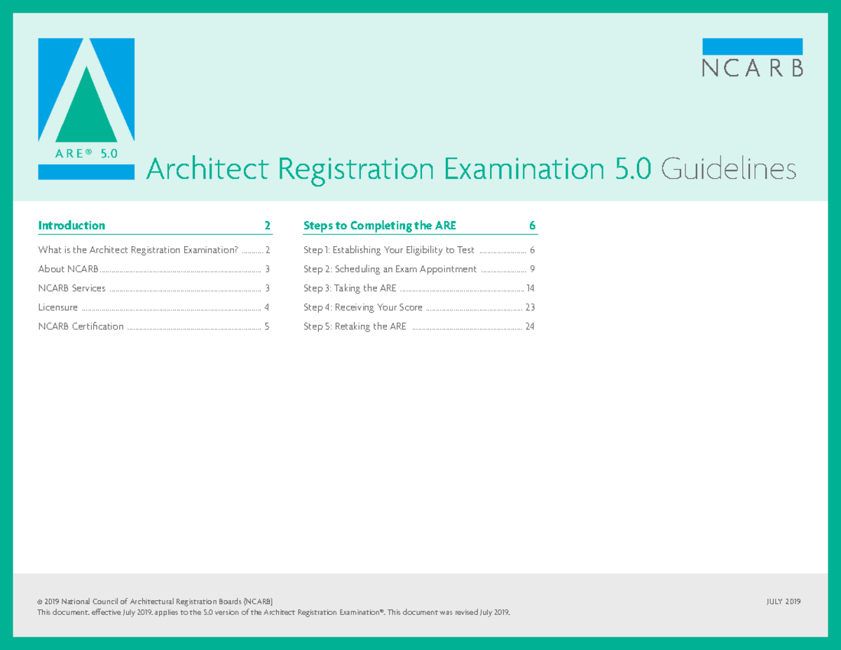 ARE Guidelines - NCARB - Architect Registration Examination 5 Guidelines © 2019 National Council ...