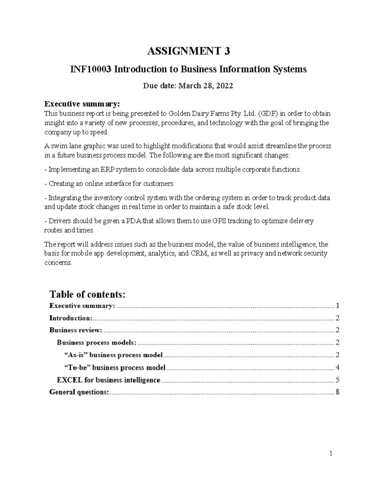 Assignment 3 Inf Assignment 3 Inf10003 Introduction To Business Information Systems