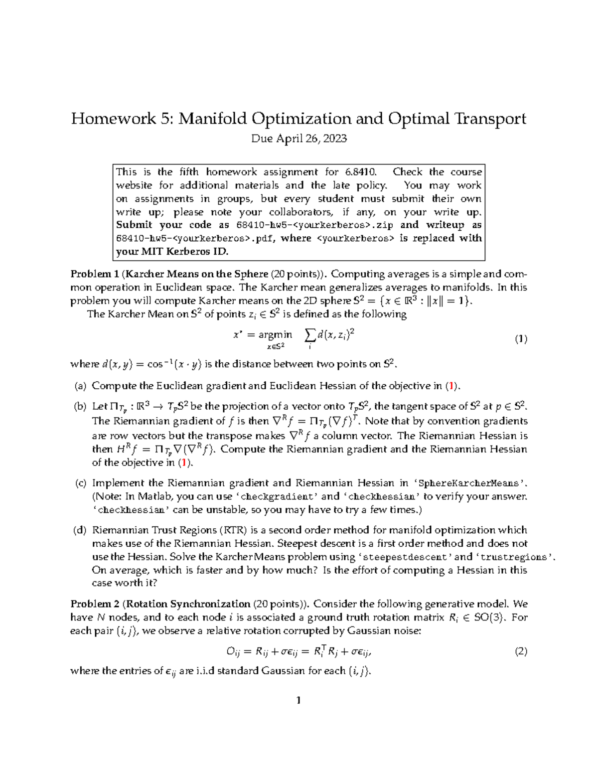 Hw5 - assignment - Homework 5: Manifold Optimization and Optimal ...