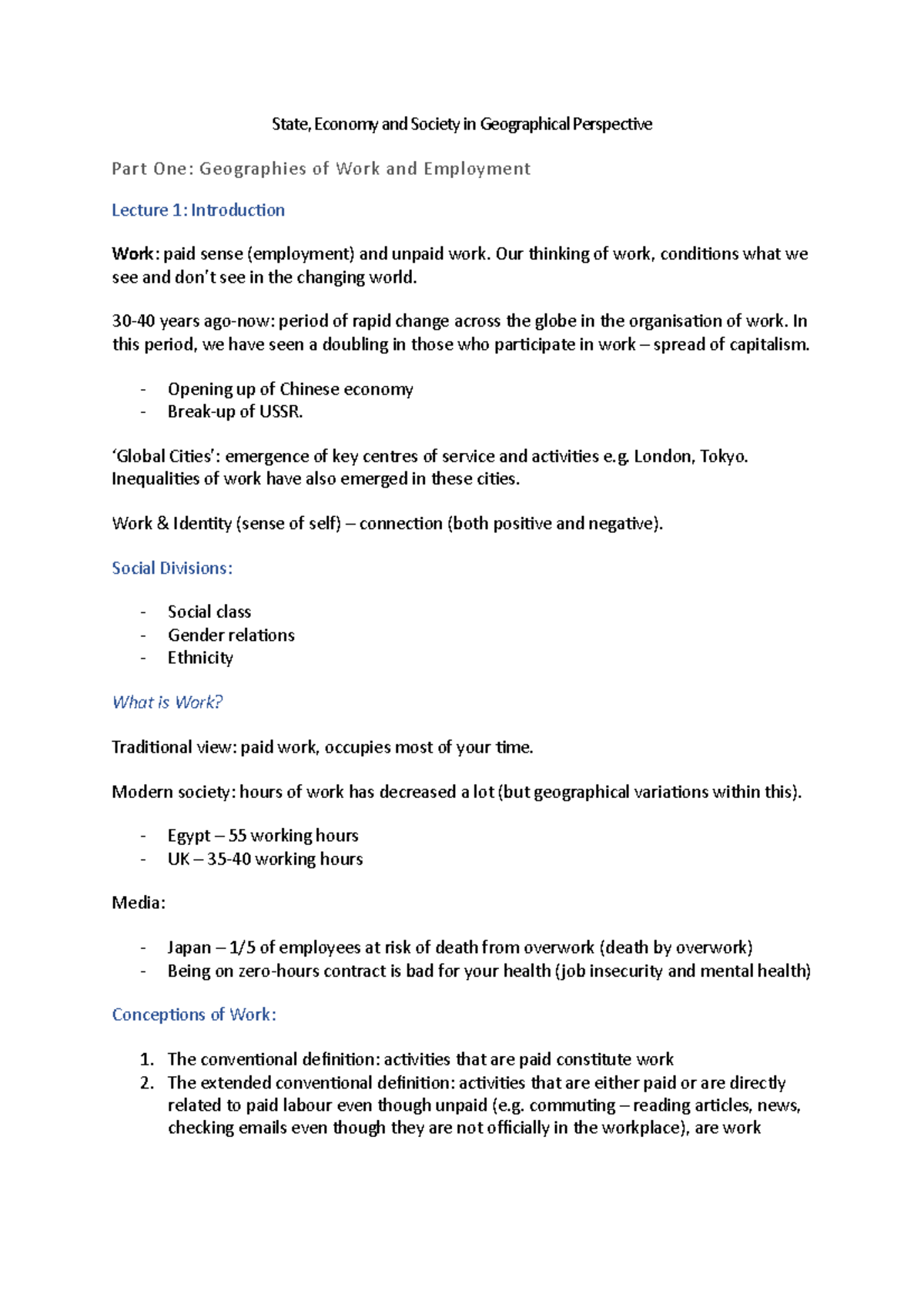 State Economy and Society in Geographical Perspective Part One ...